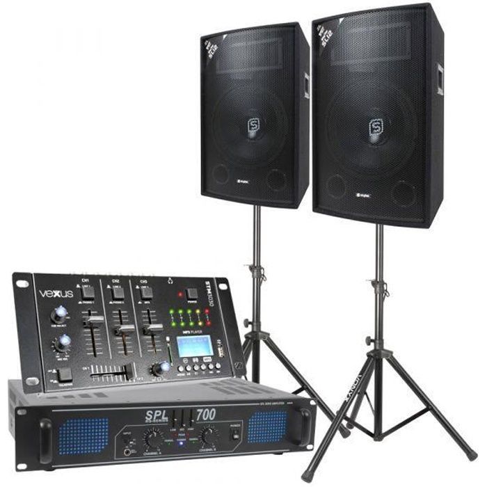 Complete audio system - SkyTec - DJ 700W - Bluetooth - 2x350W amplifier - 4-channel mixer