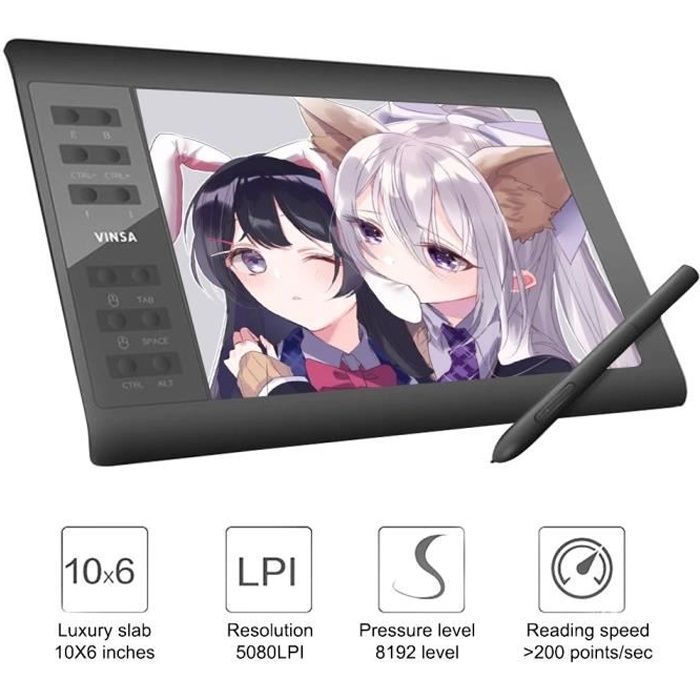 10x6 inch 8192 Graphics Tablet, Horizontal Digital Drawing Tablet PC, Supports Android Phones