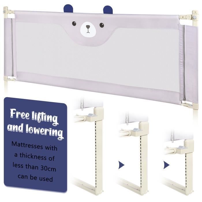 MENGDA 200 Bed Rail - Baby Safety - Breathable Mesh - Grey