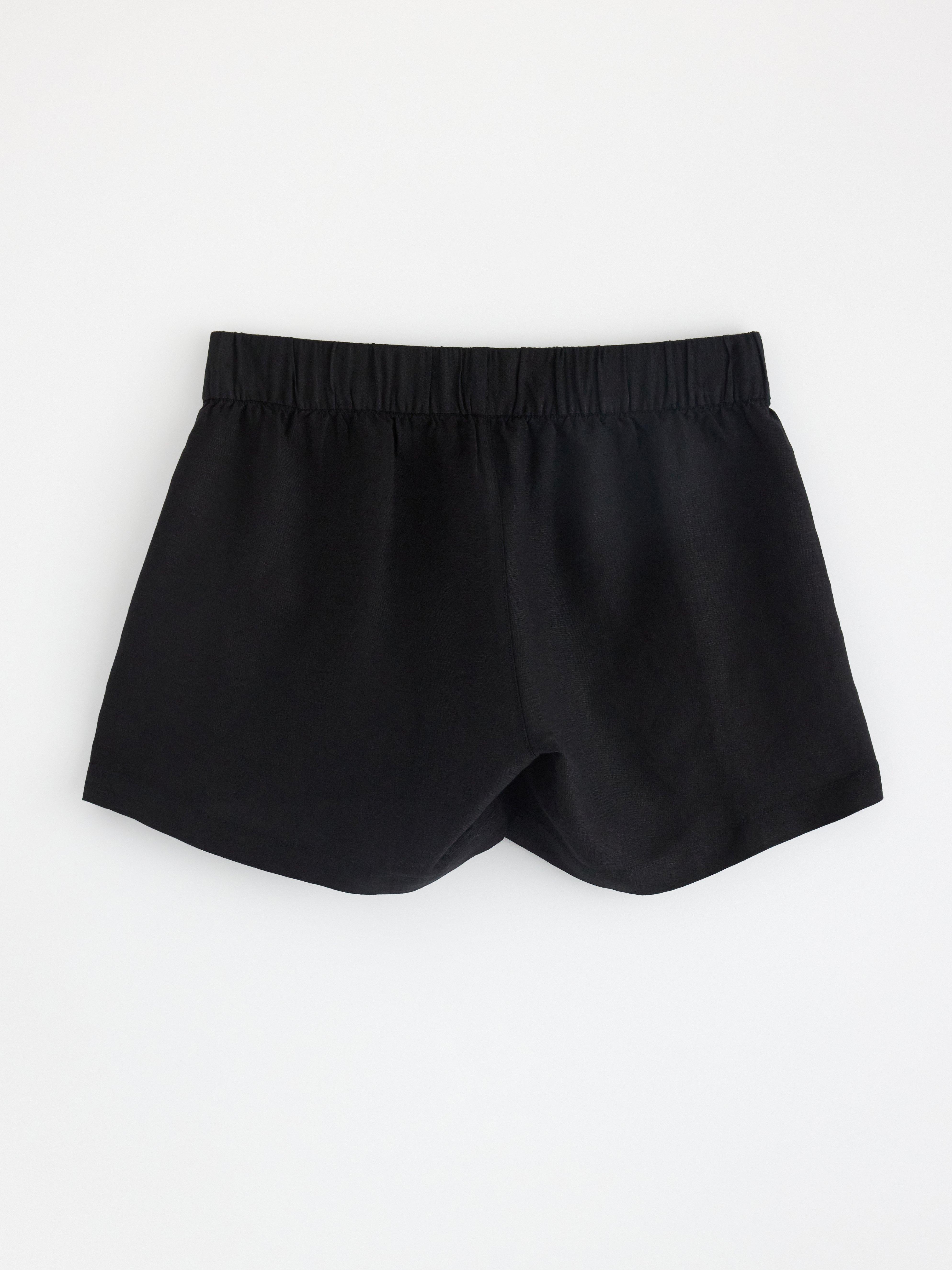 Pantalones cortos MOM de mezcla de lino negro