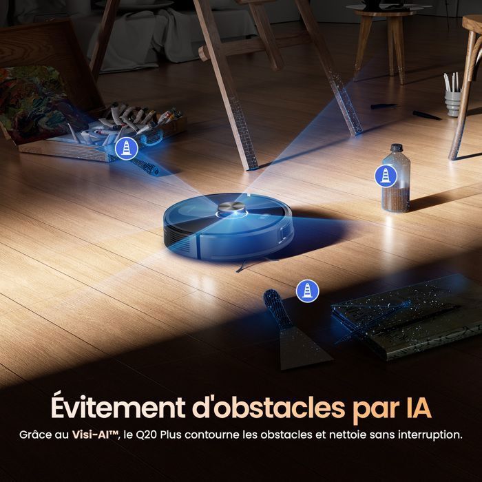 Proscenic Q20 Plus Aspirateur Robot  Laveur avec Station sans Sac 4L - 12000PA -200MIN -Alexa/Google Home/iWatch -Sec/humide 2 en 1