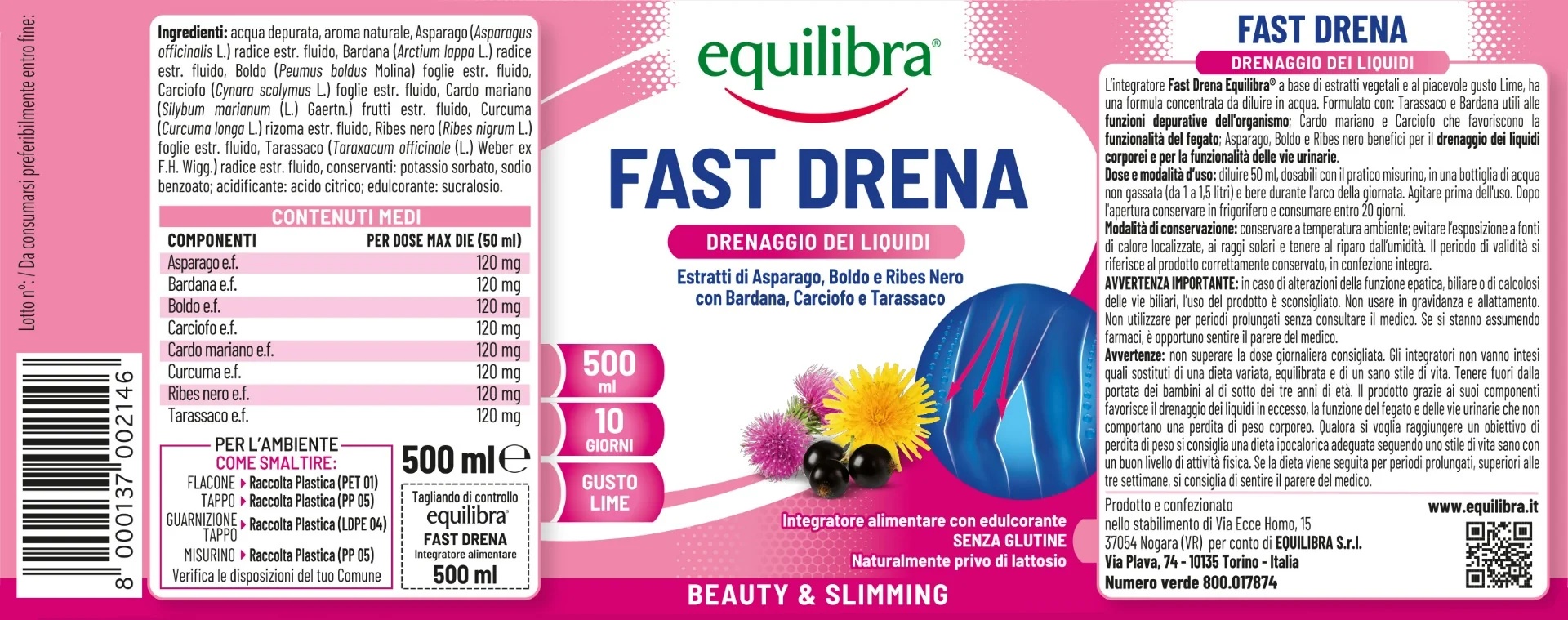 EQUILIBRA Equilibra Fast Drena Lime 500 ml Drainage supplement