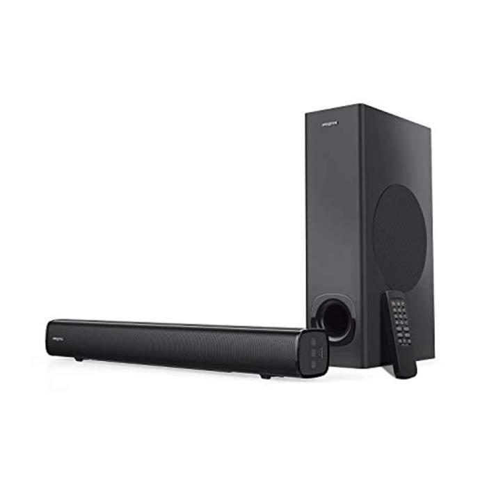 Creative Stage Barre de Son 2.1 canaux avec Caisson de Basses pour TV, Ordinateur et écran ultrawide, entrée Bluetooth/TV Arc/AUX, t
