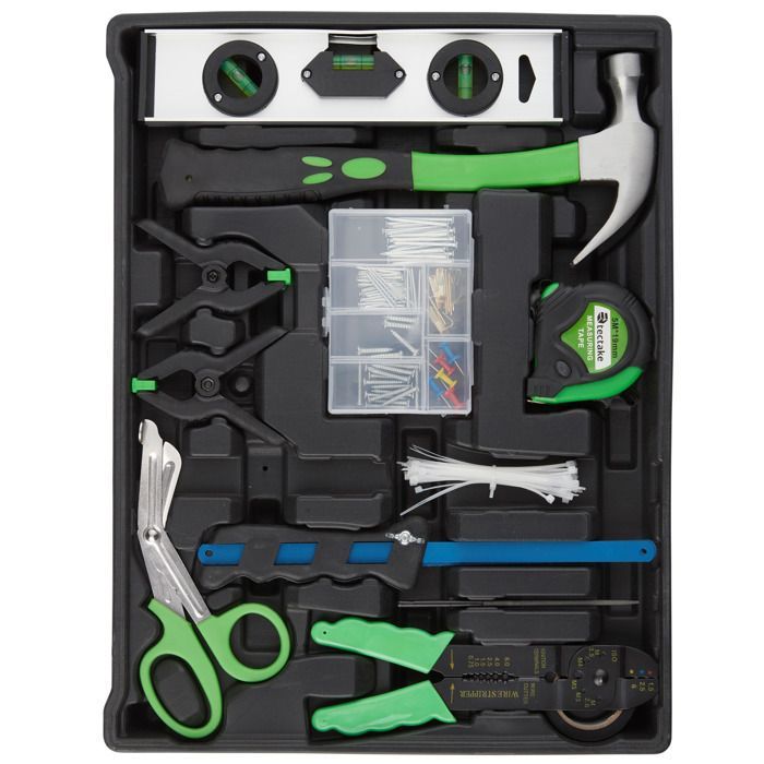 Caisse à outils - TECTAKE - Caisse à outils GÉRARD en plastique de 899 pièces sur 4 niveaux - Noir