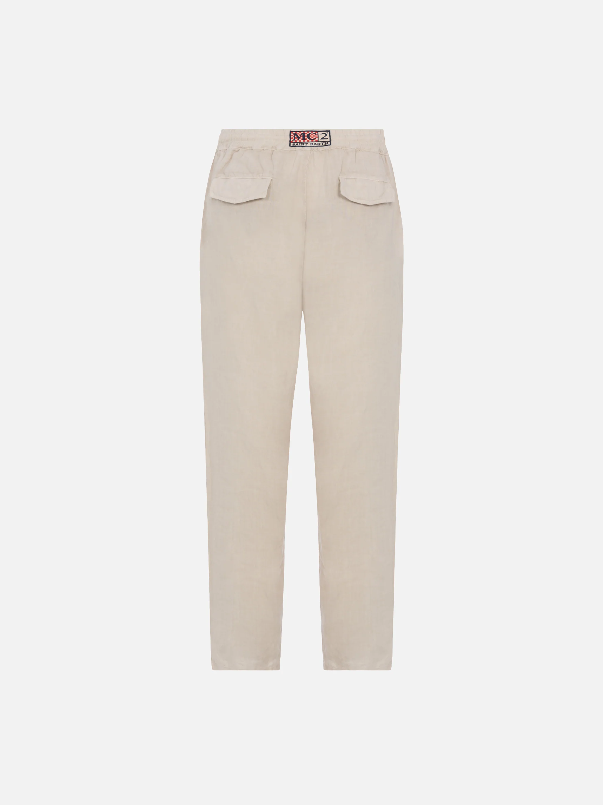 Calais Off-White Linnen Broek met Trekkoord
