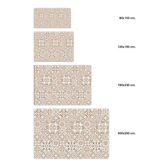 Tapis Vinyle Panorama Carreaux Ciments Talavera Brun 40x80 cm - Tapis pour Cuisine, Bureau et Salon en PVC