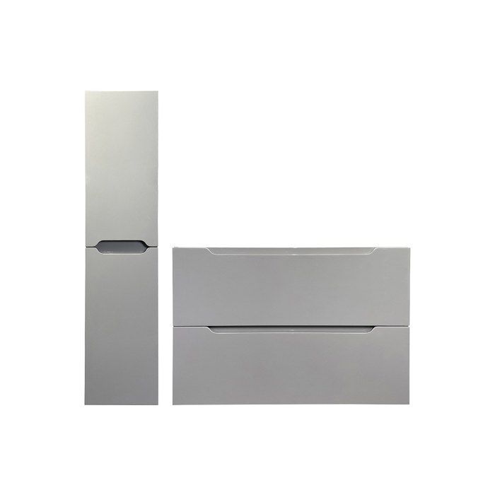 Mueble de baño suspendido con lavabo individual y columna - Gris - 80 cm - STEFANIE