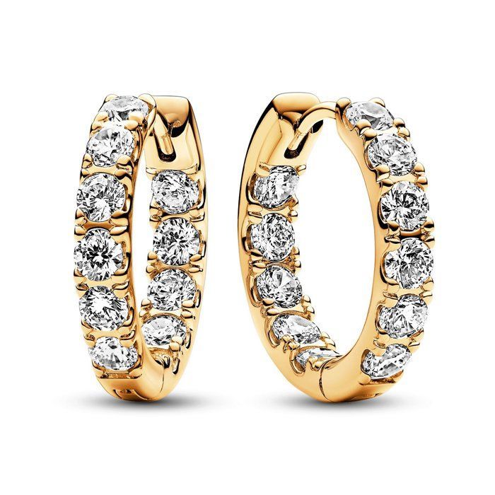 Earrings - Women's - 263002C01 - Hoop Earrings - Gold Plated - Cubic Zirconia