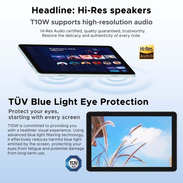 DOOGEE T10W Tablet Android 14 da 10,1 pollici, Dual SIM, LTE, 9 GB di RAM + 128 GB di ROM, batteria da 8000 mAh - WiFi 4G, certificato TÜV - Blu