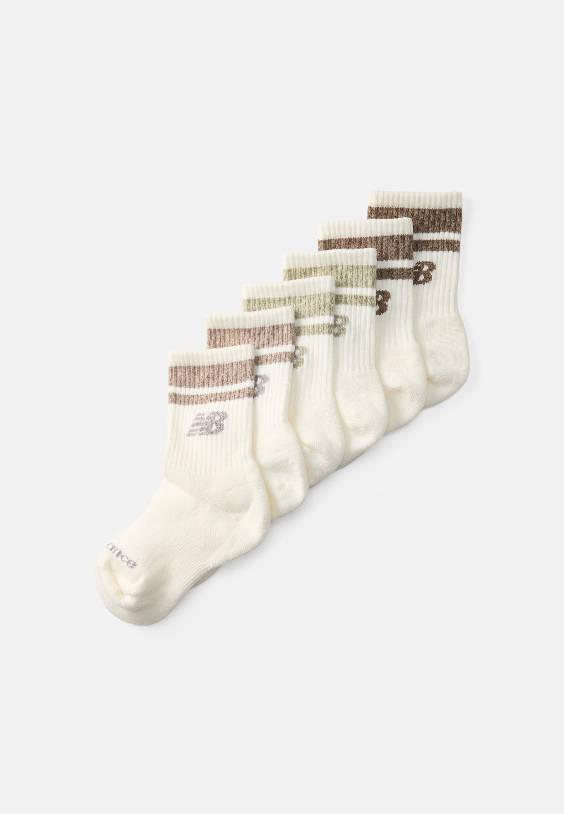 New Balance KIDS EVERYDAY STRIPE SEASONAL MIDCALF UNISEX PACK DA 6 CALZINI - sabbia