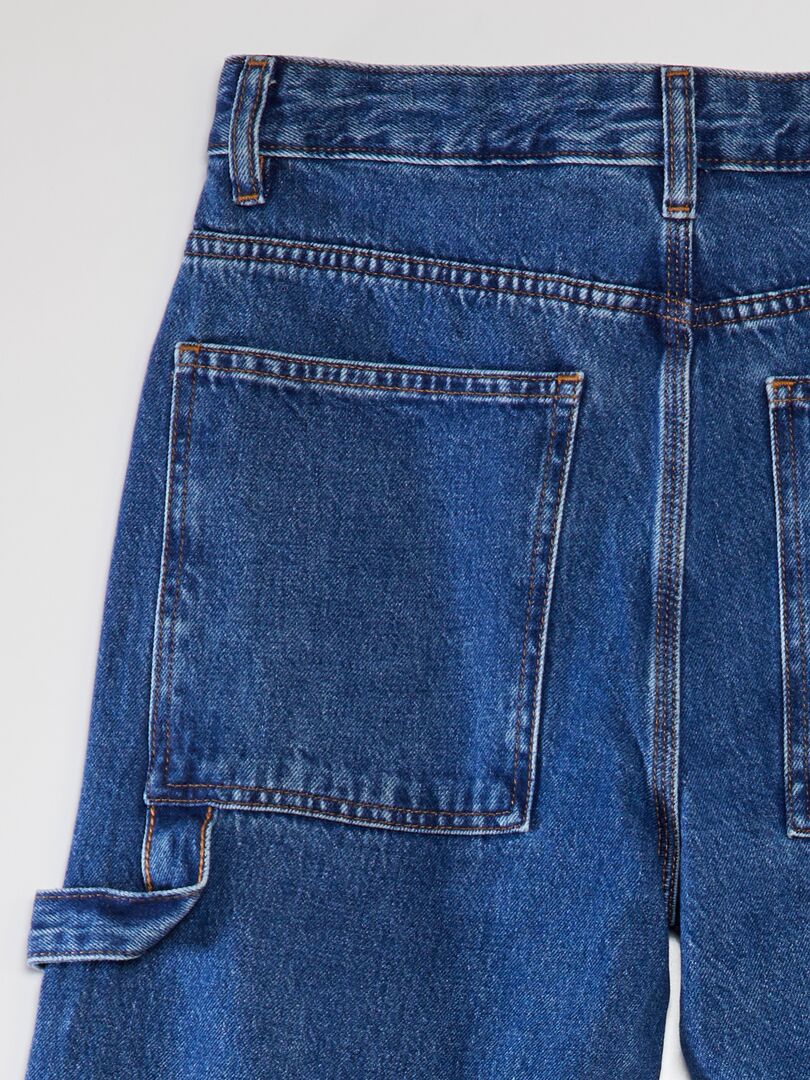 Calça jeans de carpinteiro com modelagem relaxada - AZUL