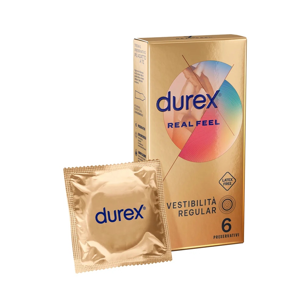 DUREX Real Feel Thin Kondome, 6 Stück, „Real Feel“-Kontaktlinsen