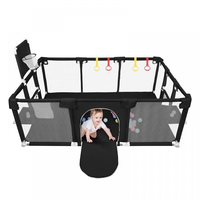 Parque infantil de 180 x 120 cm con 50 pelotas de plástico, área de juego de baloncesto plegable, centro de actividades infantiles para interior y exterior.