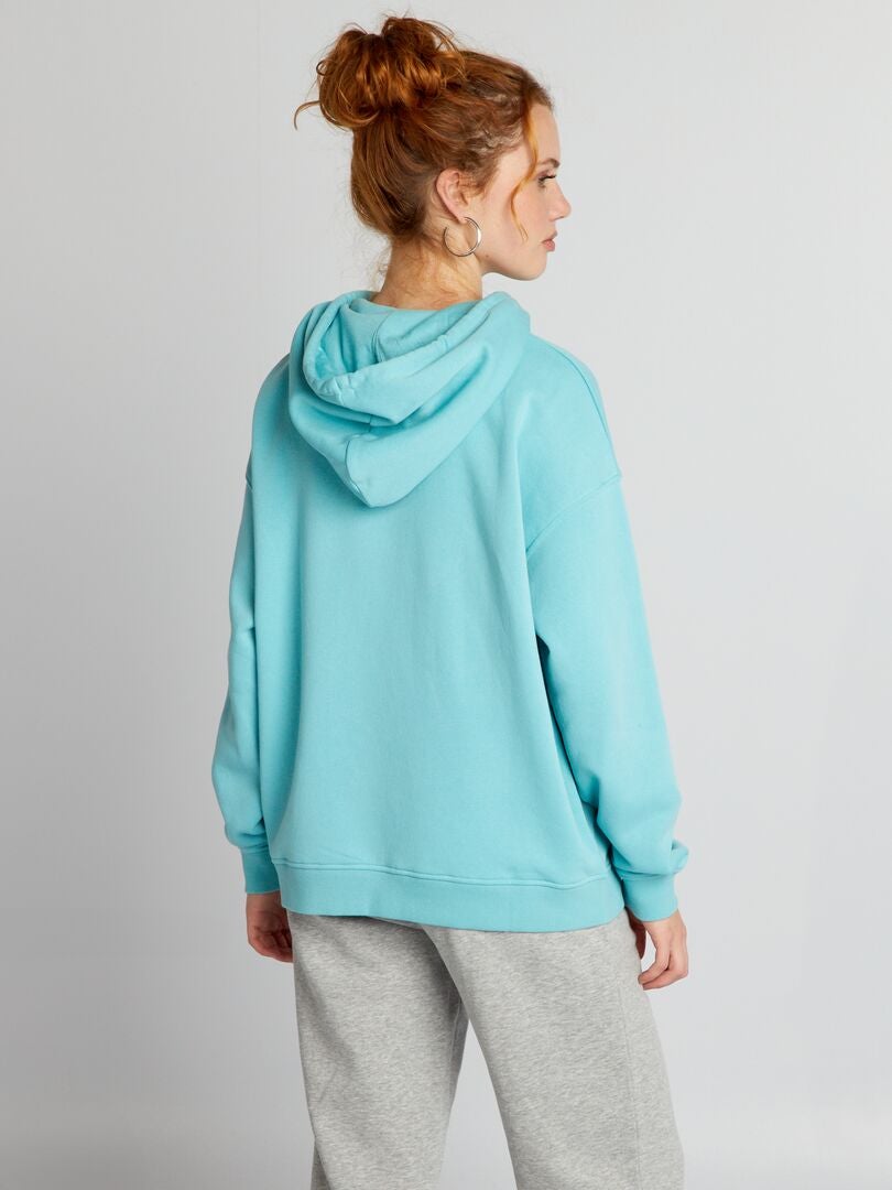 Effen fleece hoodie - BLAUW