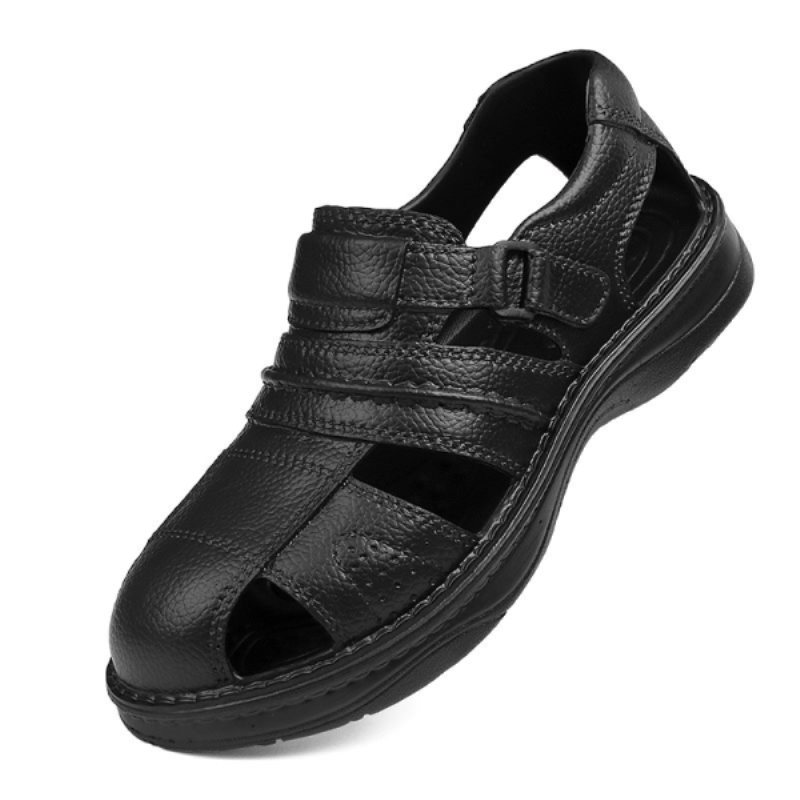 Sandalias de verano para hombre con aro, sandalias de imitación de cuero estampado para hombre, sandalias planas clásicas de goma para hombre.