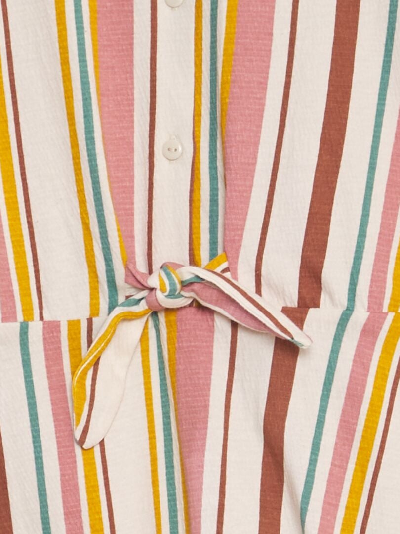 Jurk met ruches - BEIGE