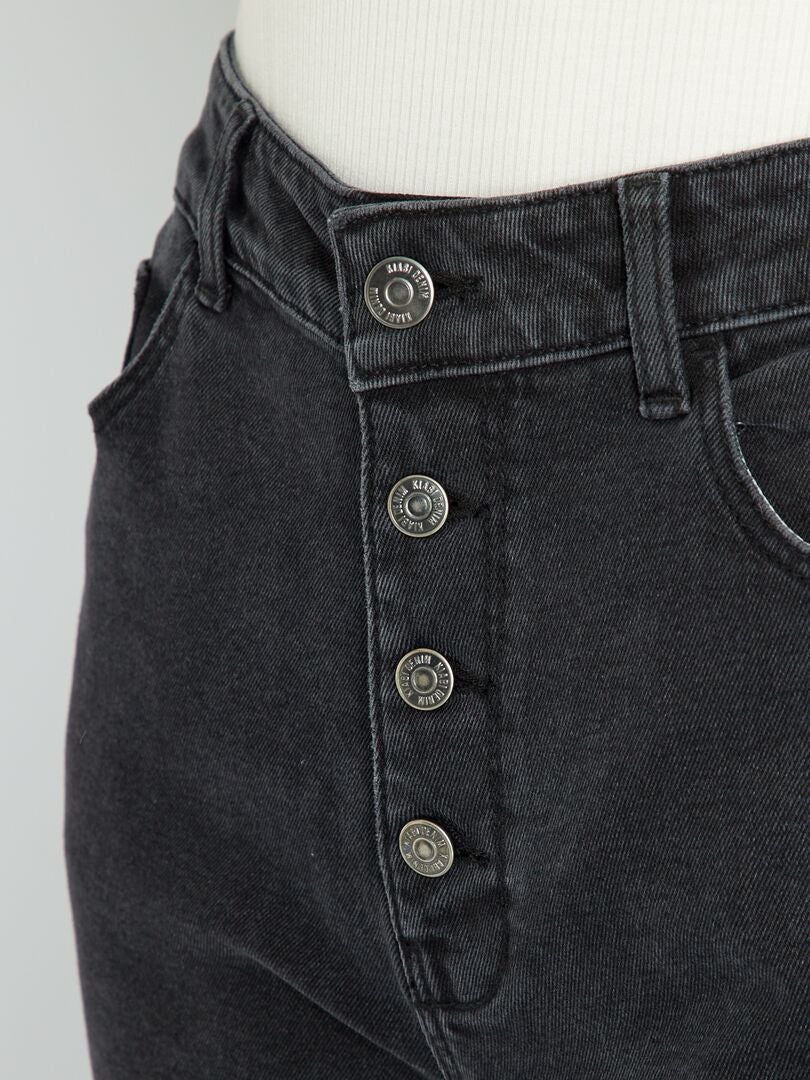 Calça jeans Mom de cintura super alta - L32 - PRETA