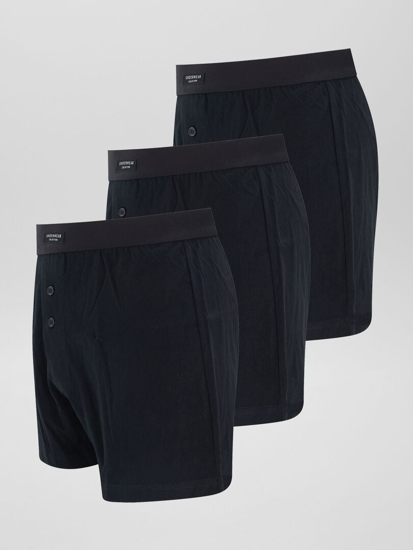 Set van 3 effen boxershorts - ZWART