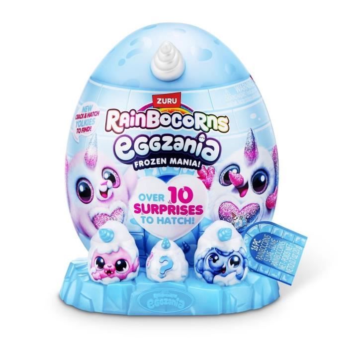 Ovo de Pelúcia Surpresa - RAINBOCORNS - Eggzania Frozen Mania - Tema Gelado - Pelúcia para Descobrir - Acessórios Inclusos