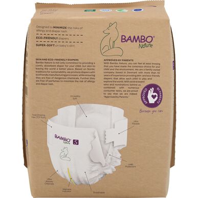 Bambo Nature Boys & Girls 0% parfymepakke med miljøvennlige babybleier størrelse 5 12-18 kg 132 enheter
