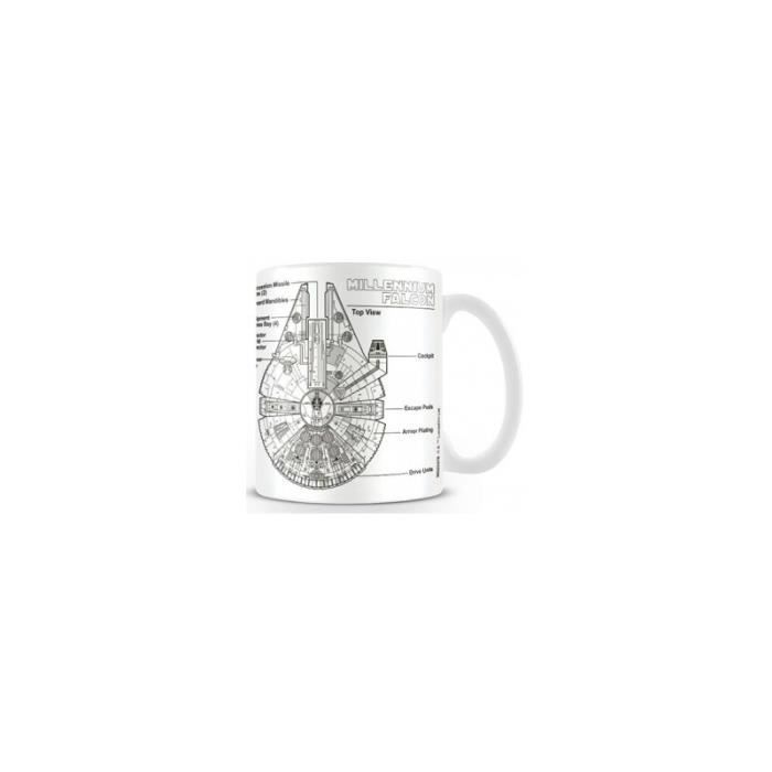 Taza - PIRÁMIDE - Star Wars - Boceto del Halcón Milenario - Blanca - Cilíndrica - Adulto