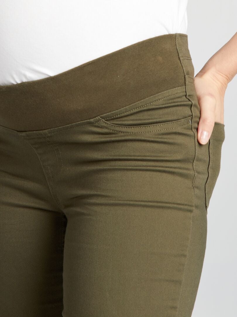 Calças de malha elástica tipo jegging - cáqui