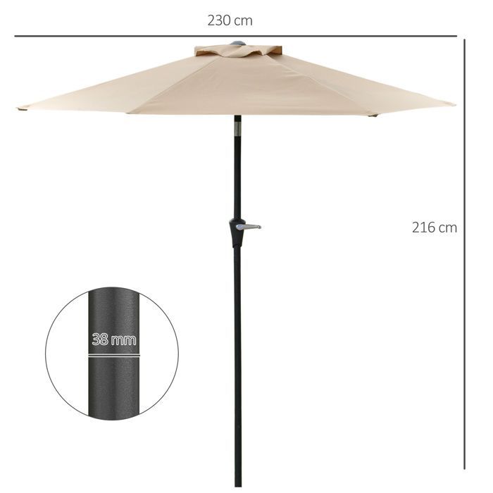 Outsunny - Parasol - Metaal - 230x230x216cm - Beige