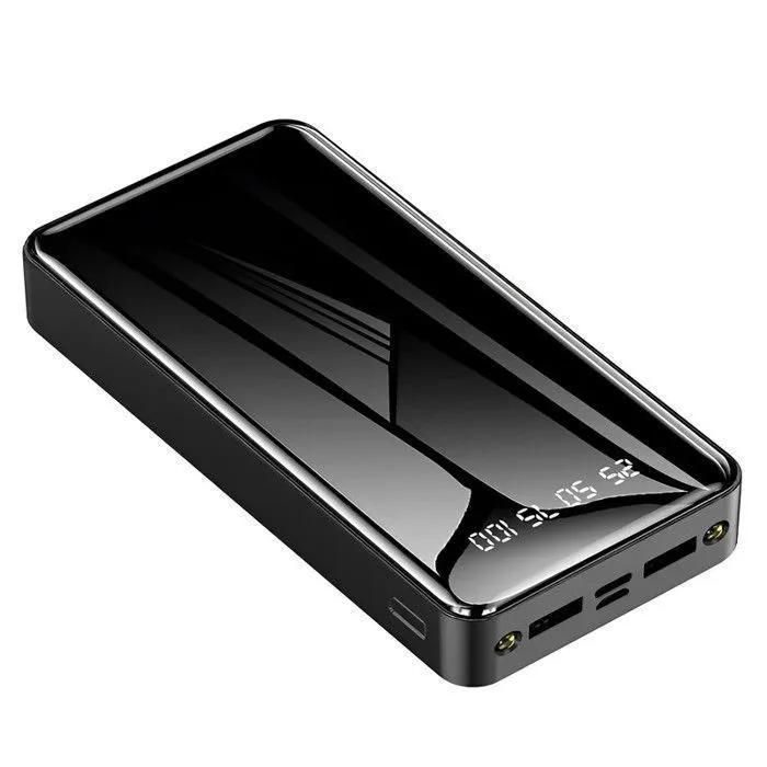 Batteria esterna da 20000 mAh, power bank portatile a ricarica rapida, 2 porte di uscita/2 porte di ingresso, per smartphone e tablet, 14x6,9x2,7 cm/400 g