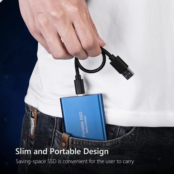 1 TB tragbare externe SSD OTG Typ-C USB Mini-Format Blau mit Stoffaufbewahrungstasche