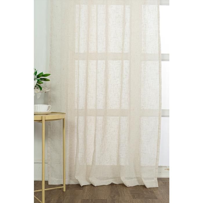 Rideau en lin efficace, semi-transparent, avec poche pour tringle, filtrant la lumière,beige,135x220cm