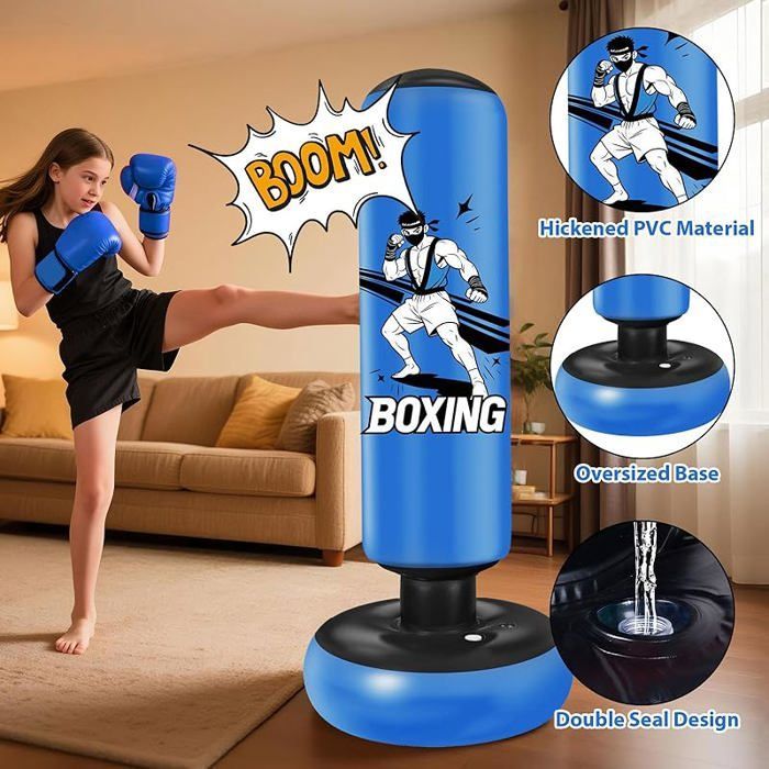 Sacco da boxe gonfiabile per bambini da 168 cm con guantoni da boxe - Regalo perfetto per bambini e bambine