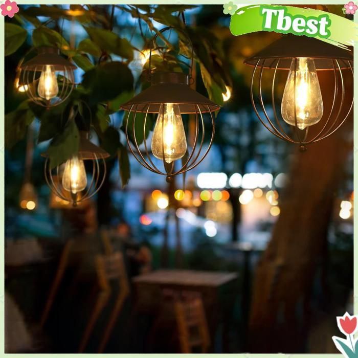 Tbest Paquete de 2 luces solares de pared para exteriores, bolardo solar vintage para jardín, 1 paquete