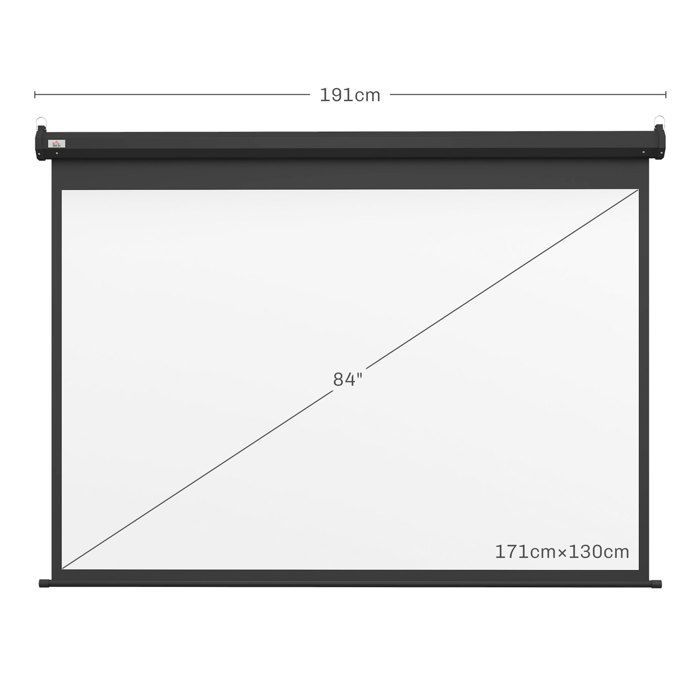 Pantalla de proyección HOMCOM de 84 pulgadas, formato 4:3, resolución 4K HD, motorizada y eléctrica, con panel de control y mando a distancia, color negro.