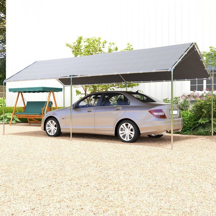 Outsunny - Carport auvent pour voitures - Acier - 595x290x260cm - Gris