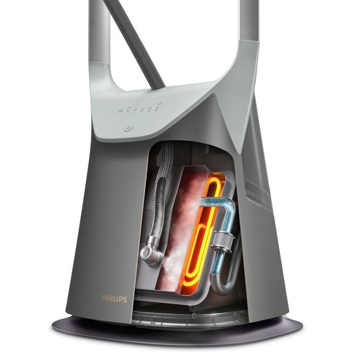 Philips All-in-One Bügelstation mit verstellbarem Bügelbrett, 90 g/min, 2400 W, Grau (GC628/80)