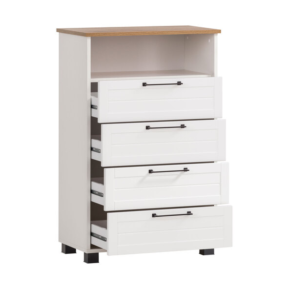 Jelda Highboard 600, mattweiß/Eiche Landhaus