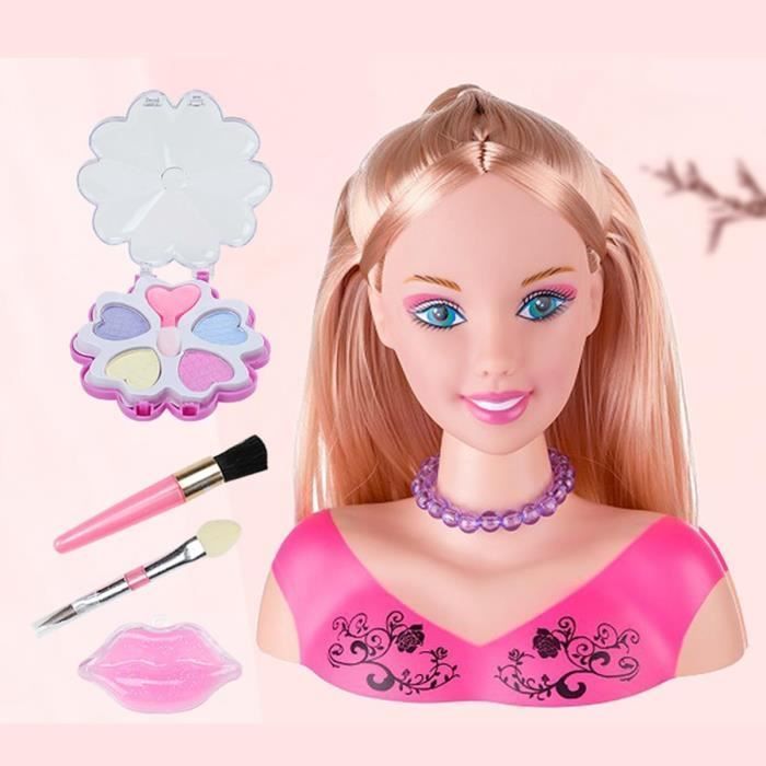 Children's Styling and Makeup Pretend Playset, 44 Pieces, 22cm Tall Styling Doll Head with Hair Dryer