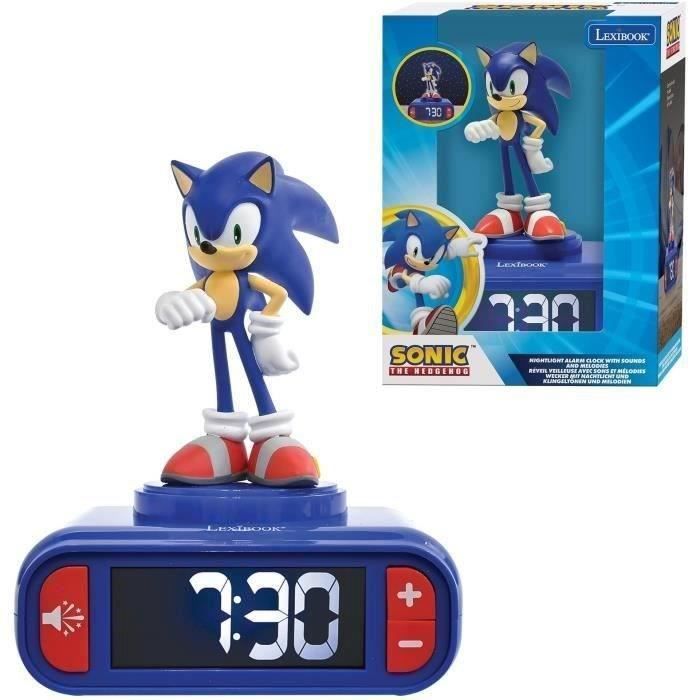 LEXIBOOK - Reloj despertador con luz nocturna sónica - Sonidos y melodías, pantalla LCD retroiluminada y brillante - Azul