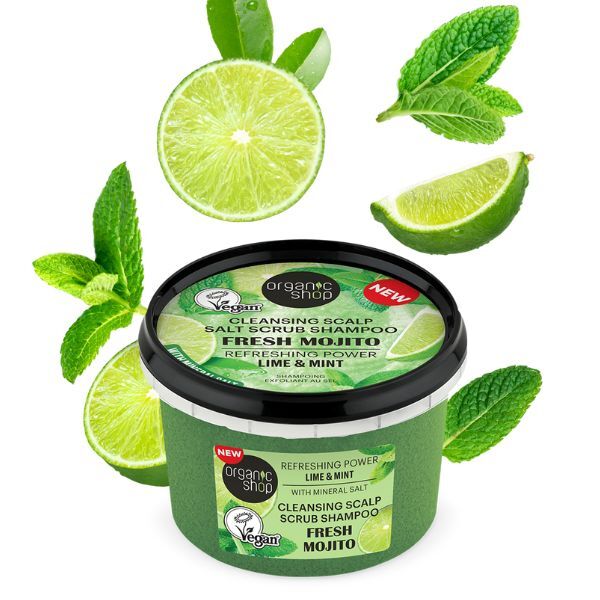 Organic Shop Sós Fejbőrradír Sampon Fresh Mojito-val, 250ml