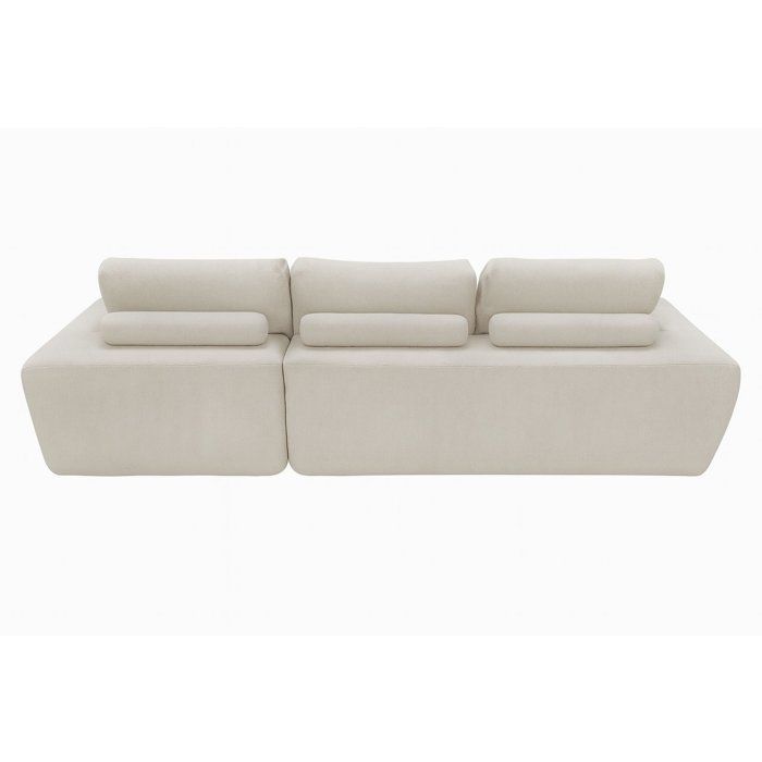 Sofá modular comprimido de 3 plazas - JOAQUIM - Tela color crema beige - 255 x 162 x 86 cm