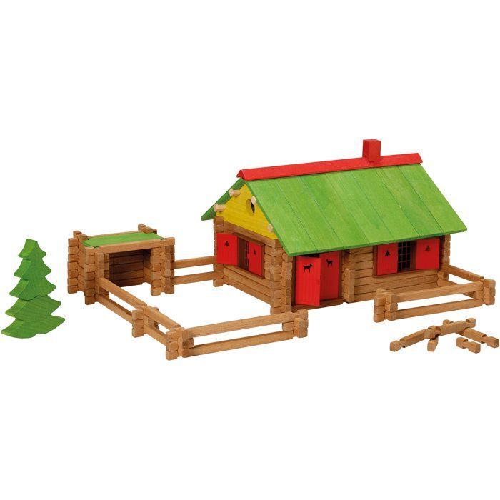 JEUJURA - Wooden Construction Set - My Wooden Chalet - 225 Pieces - Ages 5+