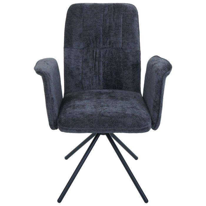 Lot de 2 chaises de salle à manger MCW-N99 avec accoudoirs chenille gris foncé