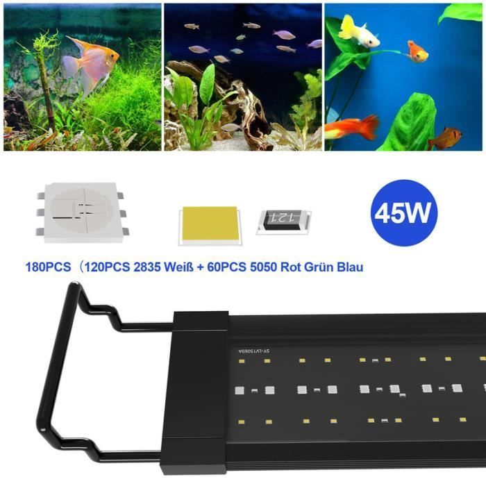 Lámpara LED para acuario - Hengda - RGB - 120-150 cm - Control remoto inalámbrico - Resistencia al agua IPX4