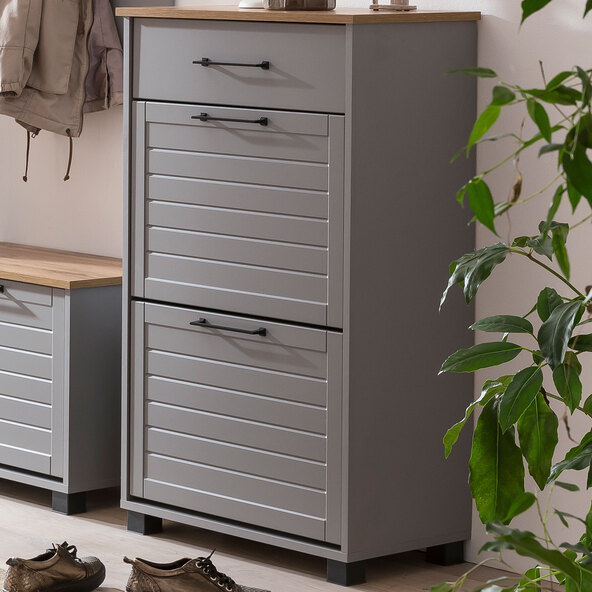 Dulap pantofi Jelda 620, gri platină/stejar rustic