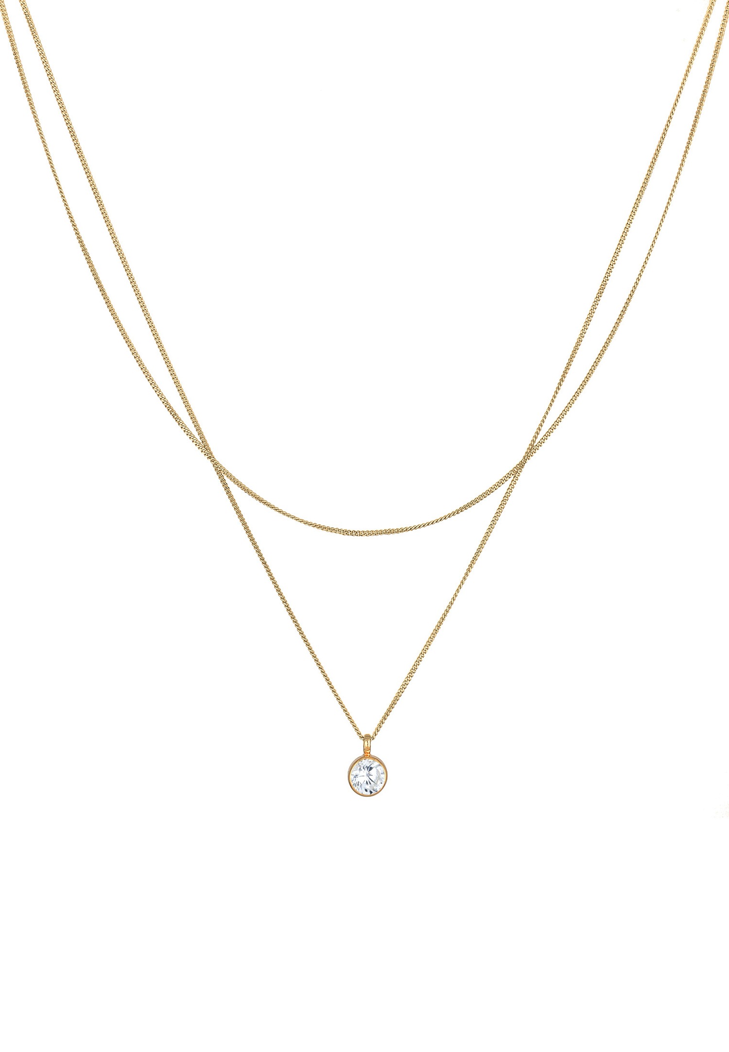 Elli Pendentif solitaire pour femme Layer avec cristal de zirconium en argent sterling 925