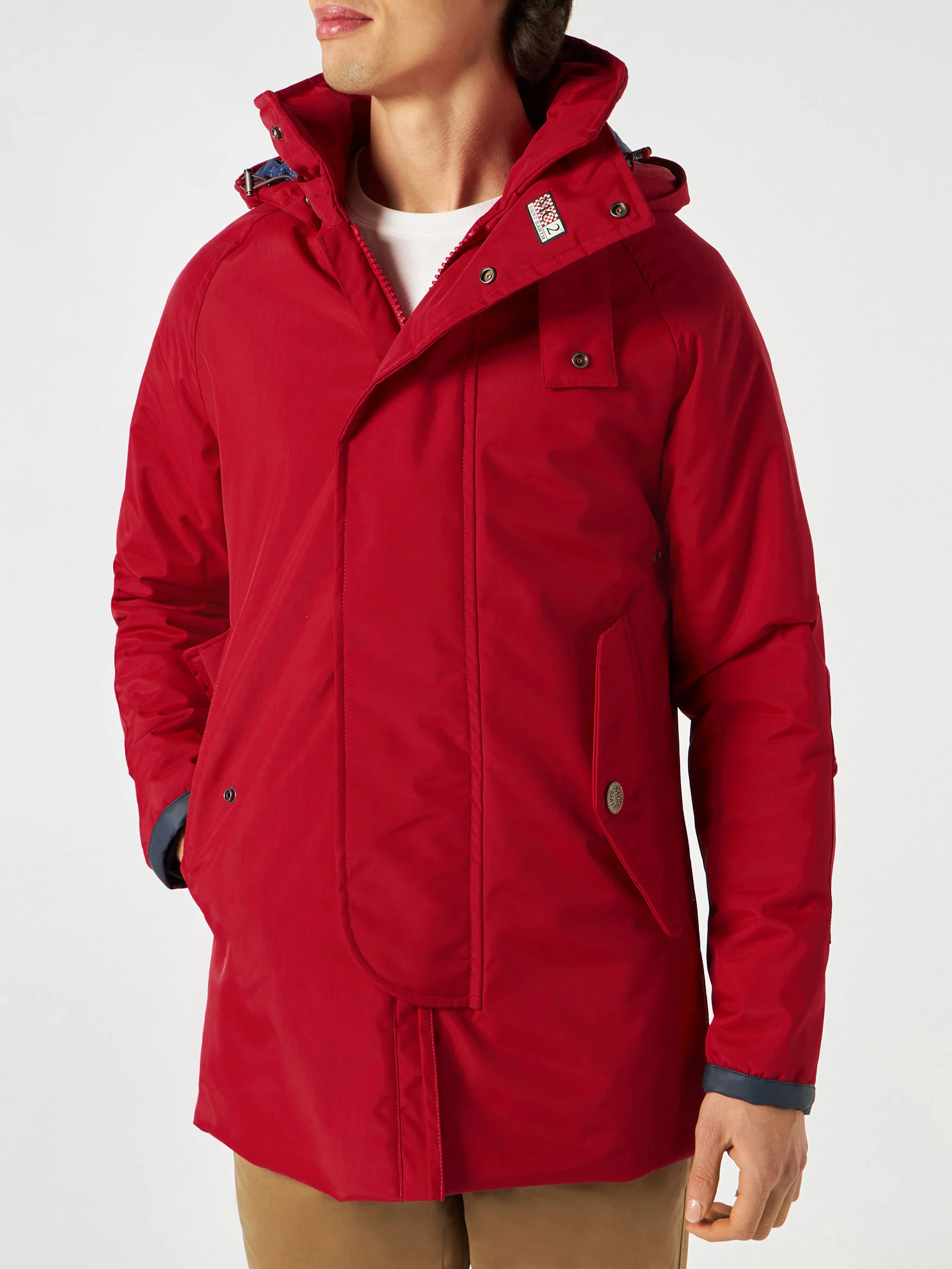 Voyager herenparka met capuchon in rood