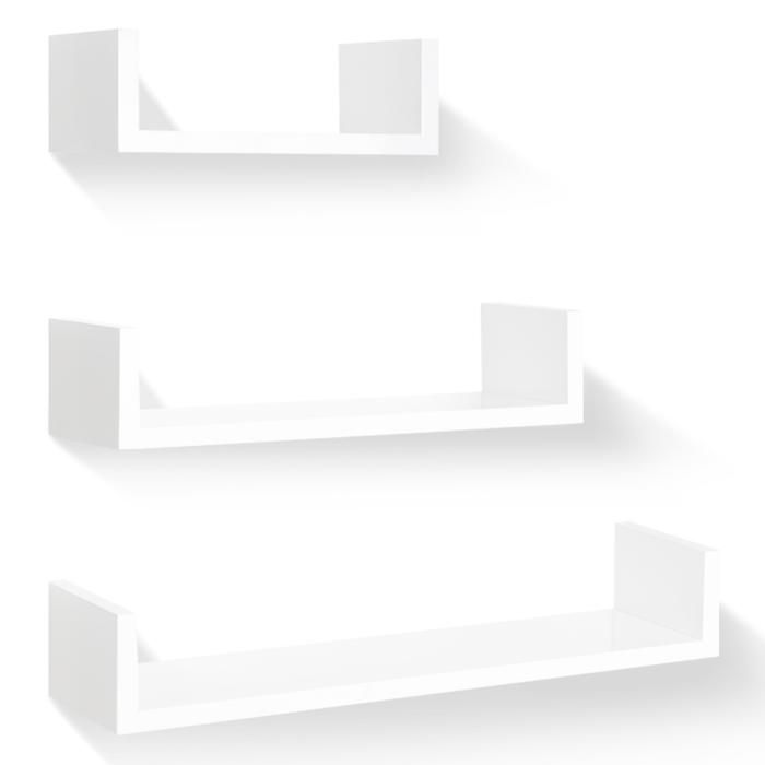 IDMARKET Lot de 3 étagères murales blanches