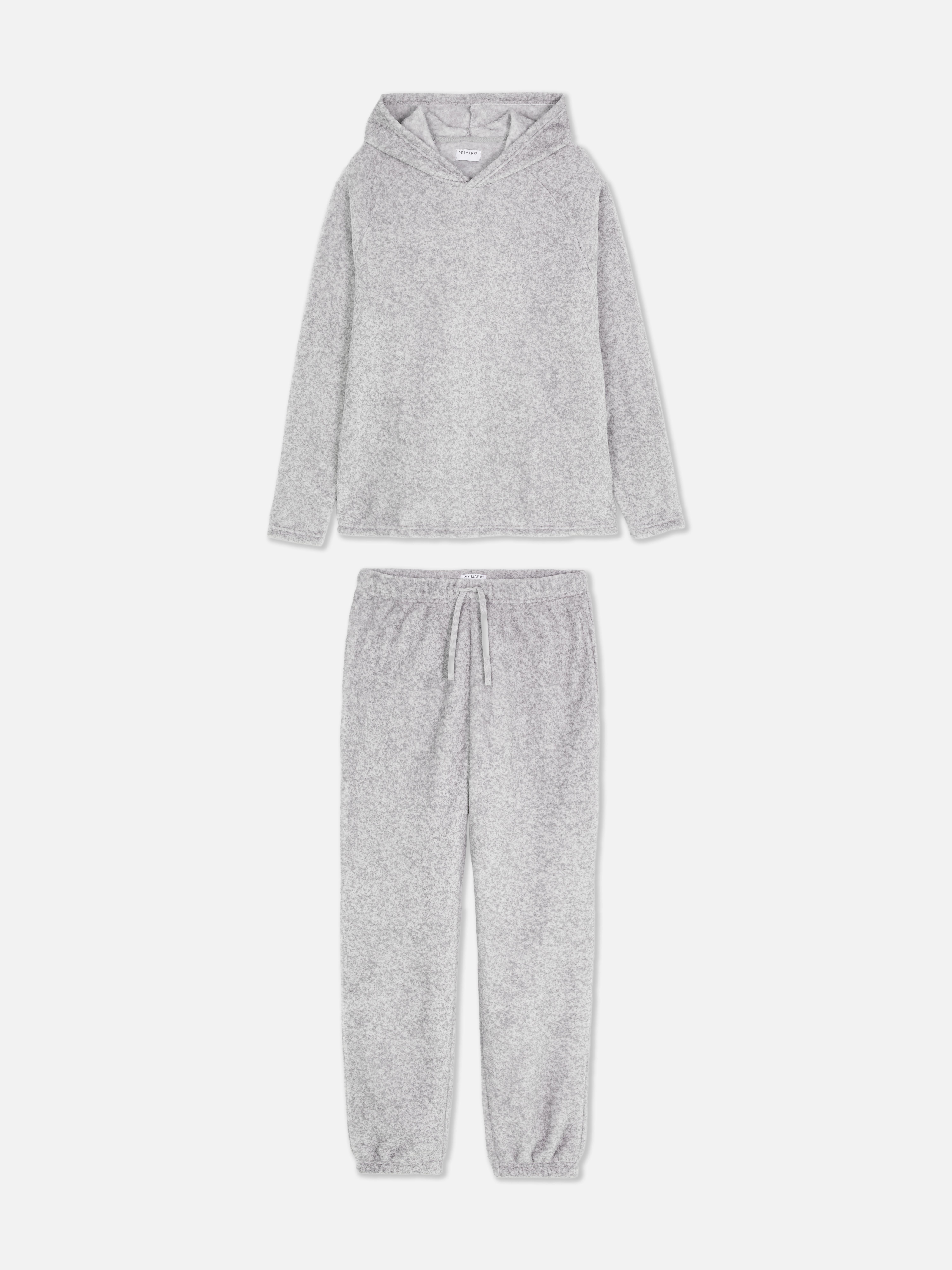 Pijamale din fleece cu glugă Pijamale calde din fleece cu glugă și manșete la gleznă