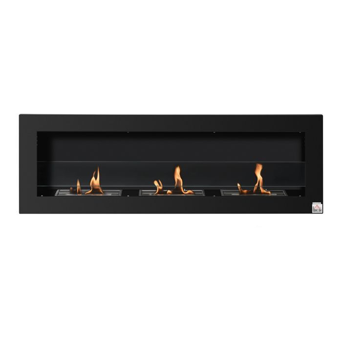 Chimenea de bioetanol - HOMCOM - de pared - 3 quemadores, capacidad total de 3 litros - aproximadamente 3 horas de duración - acero inoxidable negro