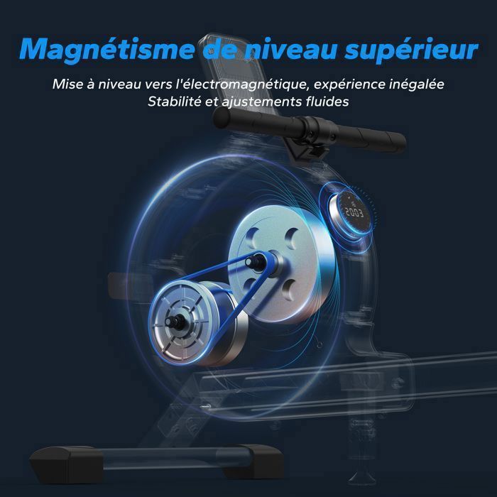 Vogatore elettromagnetico – MERACH – Supporto per tablet – Compatibile con app – 16 livelli di resistenza – Acciaio – Marrone scuro